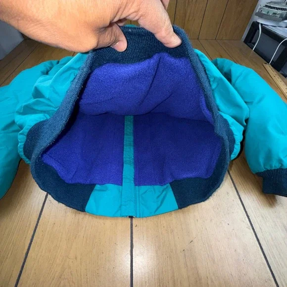 Vintage LL Bean Warm-Up Jacket Mens Large Teal Purple Fleece Lined Made in USA